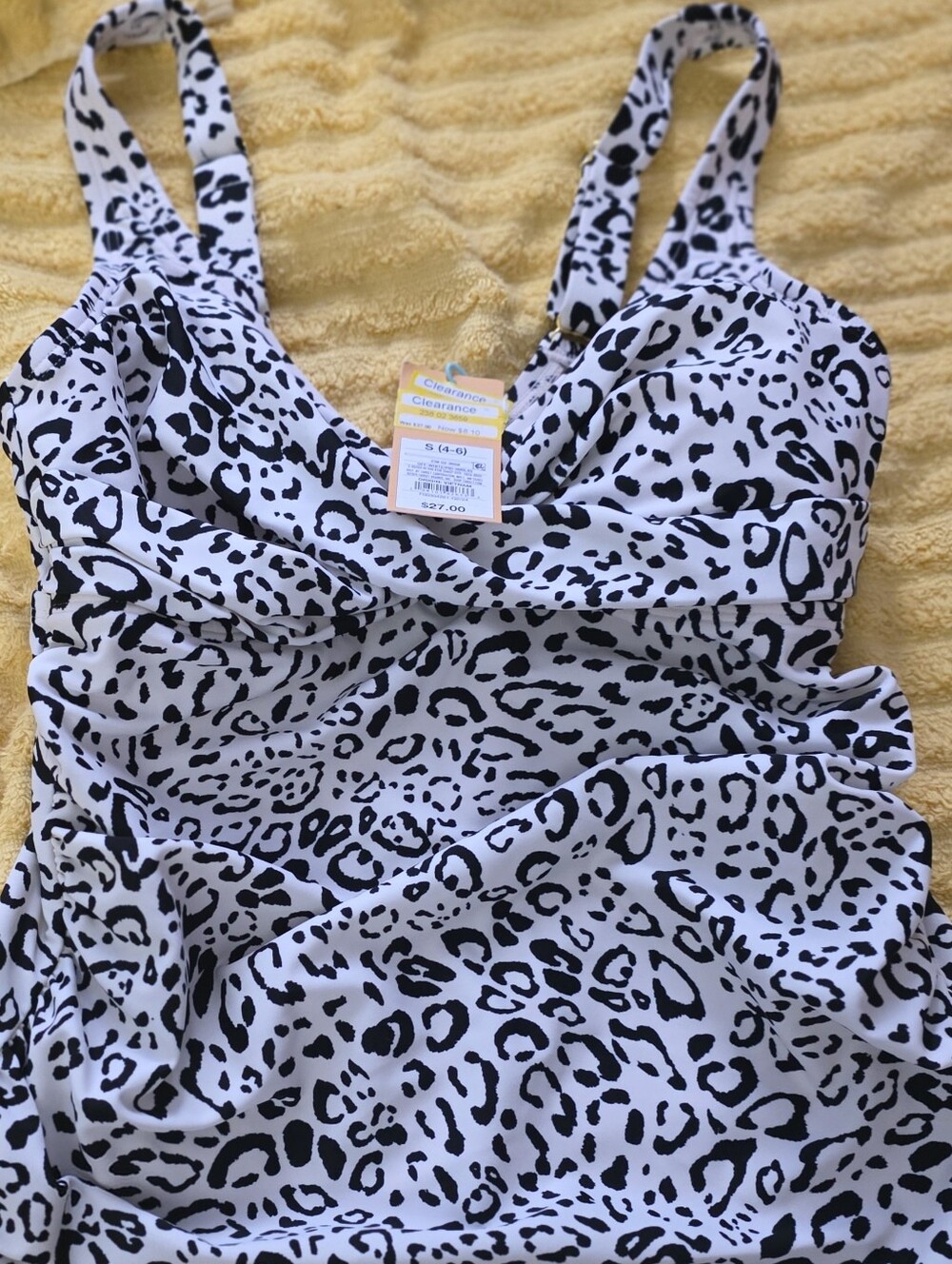 Off-White Leopard-Print Top Swimsuit in Black and White